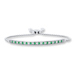 Lab-Created Emerald Bolo Bracelet Sterling Silver