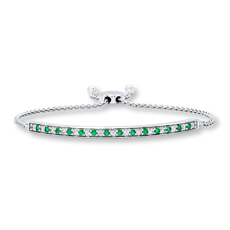 Lab-Created Emerald Bolo Bracelet Sterling Silver