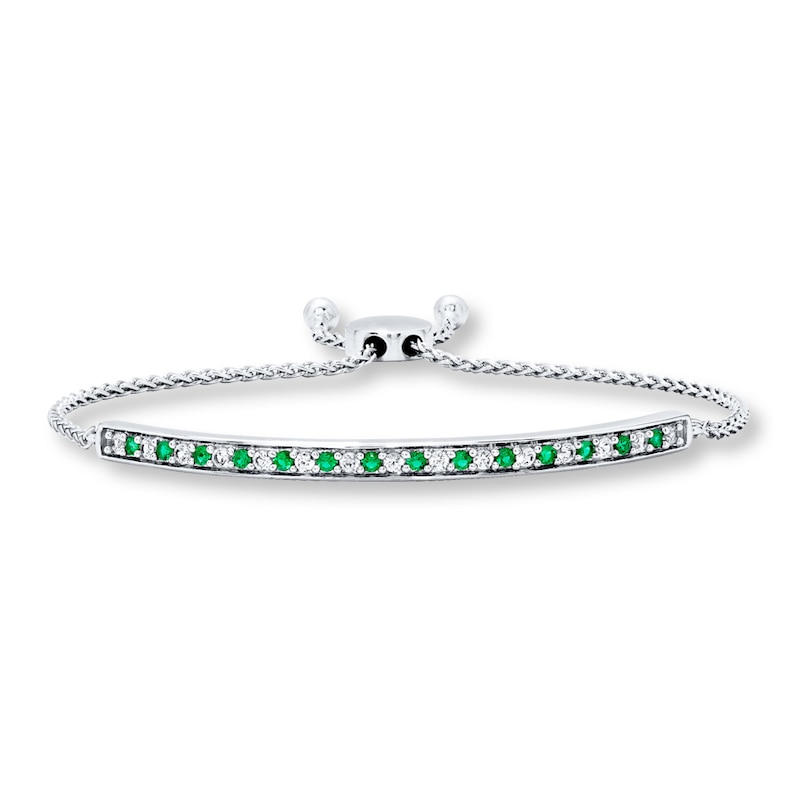 Main Image 1 of Lab-Created Emerald Bolo Bracelet Sterling Silver