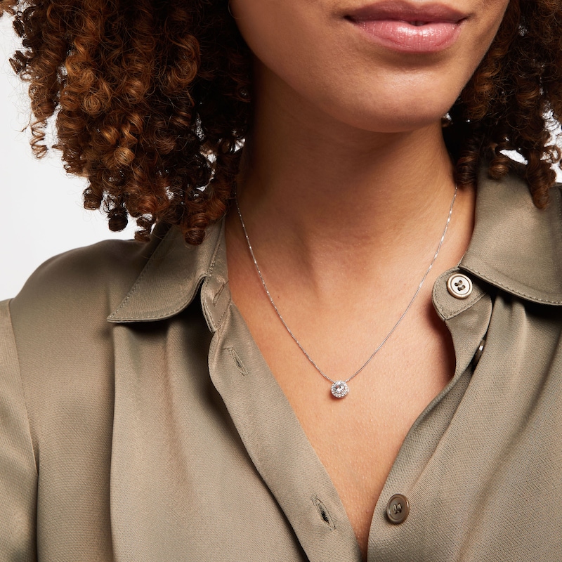 Main Image 3 of Lab-Created White Sapphire Necklace Sterling Silver