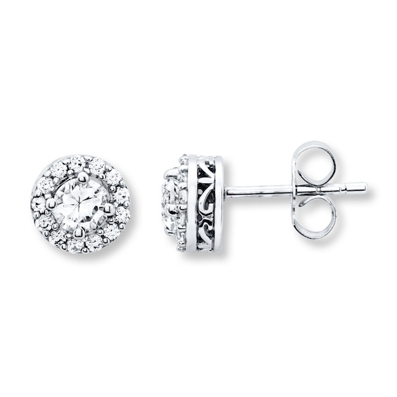 White Sapphire LOVE Earrings Details about   Sterling Silver 925