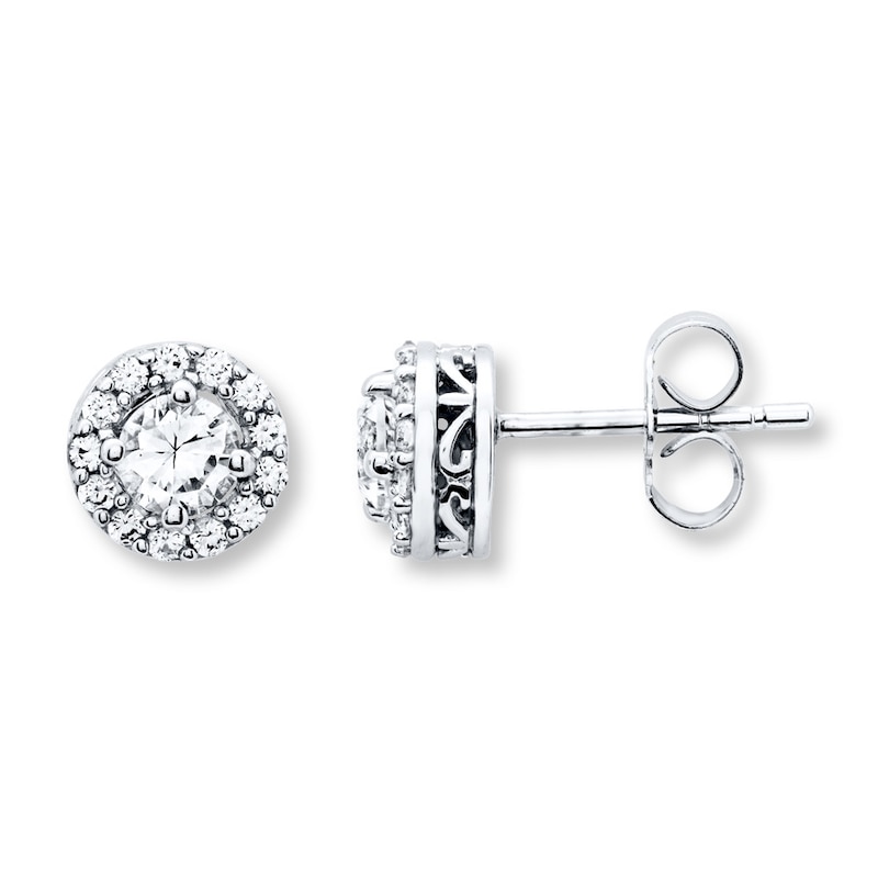 Main Image 1 of Lab-Created White Sapphire Earrings Sterling Silver