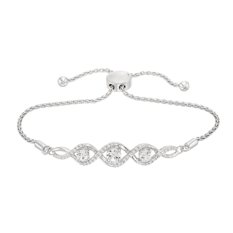 Main Image 1 of Lab-Created White Sapphire Bolo Bracelet Sterling Silver 9.5