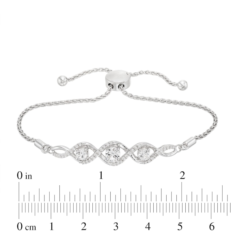Main Image 2 of Lab-Created White Sapphire Bolo Bracelet Sterling Silver 9.5