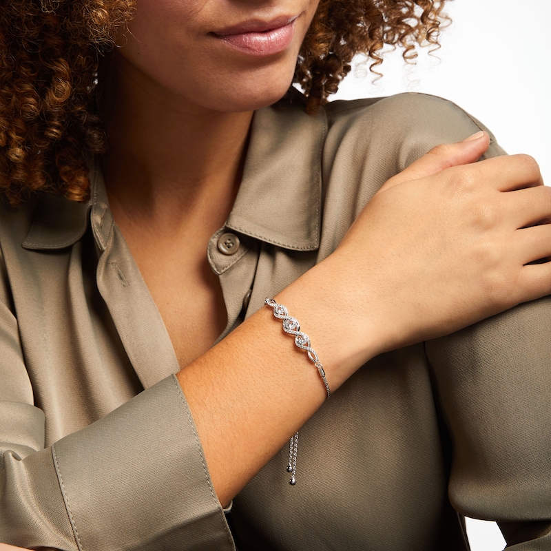 Main Image 3 of Lab-Created White Sapphire Bolo Bracelet Sterling Silver 9.5