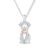 Thumbnail Image 0 of Dog Necklace Lab-Created Sapphire Sterling Silver/10K Rose Gold