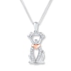 Thumbnail Image 1 of Dog Necklace Lab-Created Sapphire Sterling Silver/10K Rose Gold