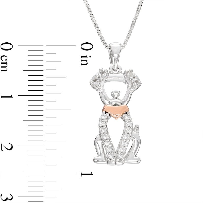 Main Image 2 of Dog Necklace Lab-Created Sapphire Sterling Silver/10K Rose Gold