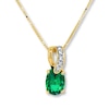 Thumbnail Image 0 of Lab-Created Emerald Necklace Diamond Accents 10K Yellow Gold