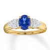 Thumbnail Image 1 of Lab-Created Sapphire Ring 1/15 ct tw Diamonds 10K Yellow Gold