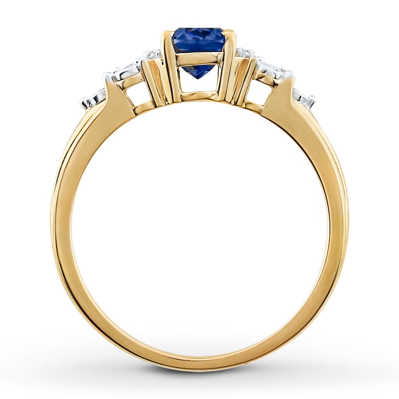 Main Image 2 of Lab-Created Sapphire Ring 1/15 ct tw Diamonds 10K Yellow Gold
