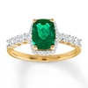 Thumbnail Image 0 of Lab-Created Emerald Ring 1/10 ct tw Diamonds 10K Yellow Gold