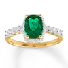 Thumbnail Image 1 of Lab-Created Emerald Ring 1/10 ct tw Diamonds 10K Yellow Gold