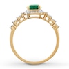 Thumbnail Image 1 of Lab-Created Emerald Ring 1/10 ct tw Diamonds 10K Yellow Gold