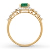Thumbnail Image 2 of Lab-Created Emerald Ring 1/10 ct tw Diamonds 10K Yellow Gold