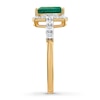 Thumbnail Image 3 of Lab-Created Emerald Ring 1/10 ct tw Diamonds 10K Yellow Gold
