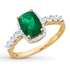 Thumbnail Image 3 of Lab-Created Emerald Ring 1/10 ct tw Diamonds 10K Yellow Gold