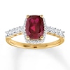 Thumbnail Image 0 of Lab-Created Ruby Ring 1/10 ct tw Diamonds 10K Yellow Gold