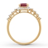 Thumbnail Image 2 of Lab-Created Ruby Ring 1/10 ct tw Diamonds 10K Yellow Gold