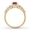 Thumbnail Image 1 of Lab-Created Ruby Ring 1/10 ct tw Diamonds 10K Yellow Gold