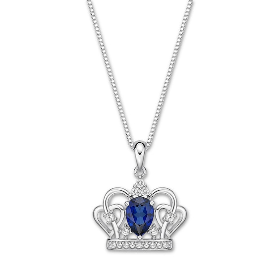 Kay Blue/White Lab-Created Sapphire Crown Necklace Sterling Silver