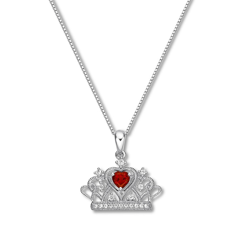 Main Image 1 of Lab-Created Ruby Crown Necklace Sterling Silver