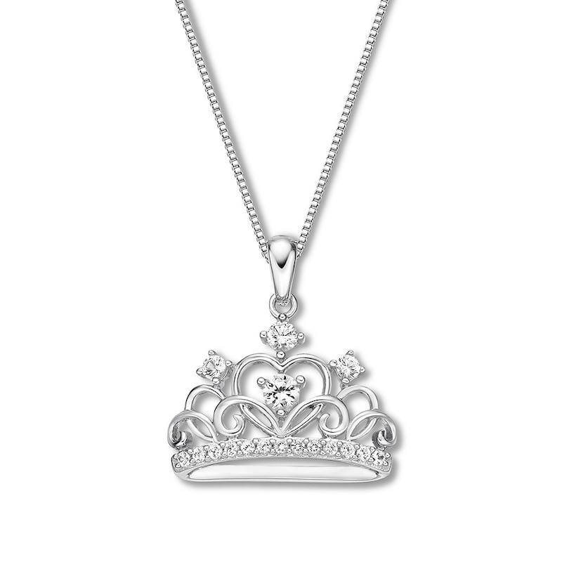 Main Image 1 of Crown Necklace Lab-Created White Sapphires Sterling Silver
