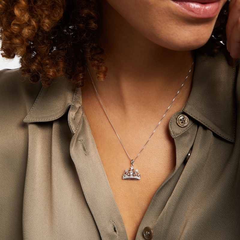 Main Image 3 of Crown Necklace Lab-Created White Sapphires Sterling Silver