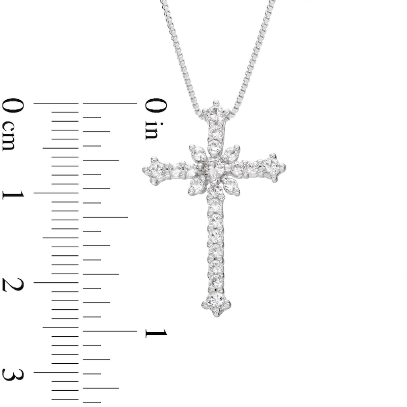 Main Image 2 of Cross Necklace Lab-Created White Sapphires Sterling Silver