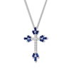 Thumbnail Image 1 of Cross Necklace Blue/White Lab-Created Sapphires Sterling Silver