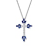 Thumbnail Image 0 of Cross Necklace Blue/White Lab-Created Sapphires Sterling Silver