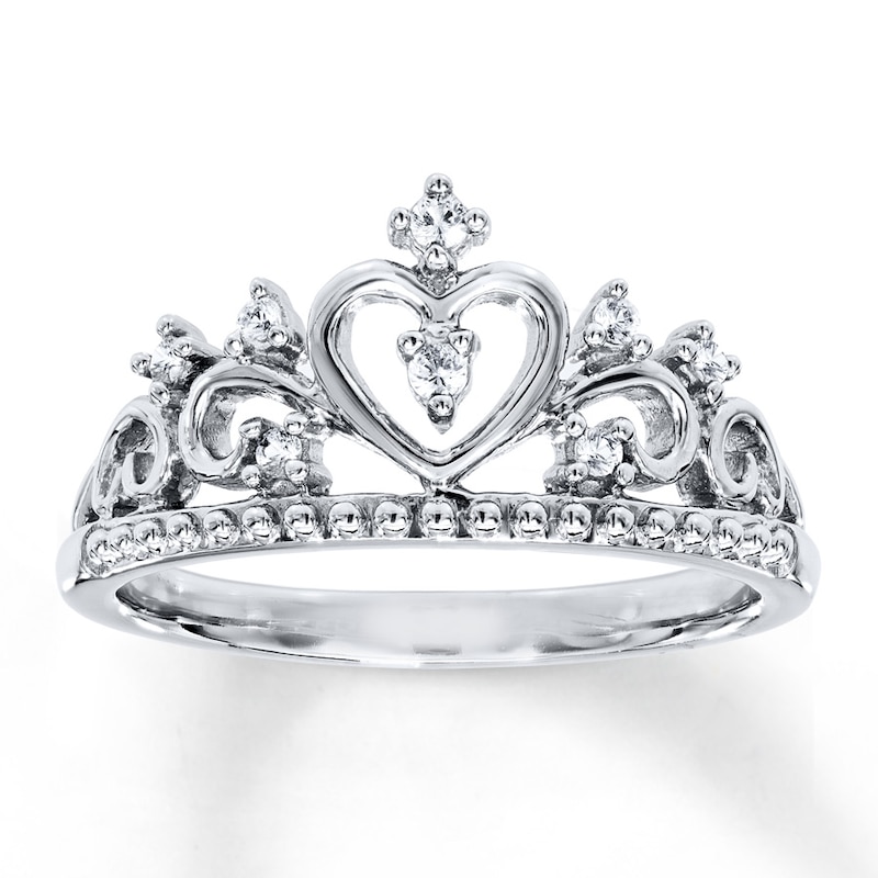 Main Image 1 of Crown Ring Lab-Created White Sapphires Sterling Silver