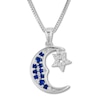 Thumbnail Image 1 of Moon & Star Necklace Lab-Created Sapphires Sterling Silver