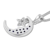 Thumbnail Image 3 of Moon & Star Necklace Lab-Created Sapphires Sterling Silver