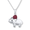 Thumbnail Image 1 of Elephant Necklace Lab-Created Ruby Sterling Silver