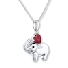 Elephant Necklace Lab-Created Ruby Sterling Silver