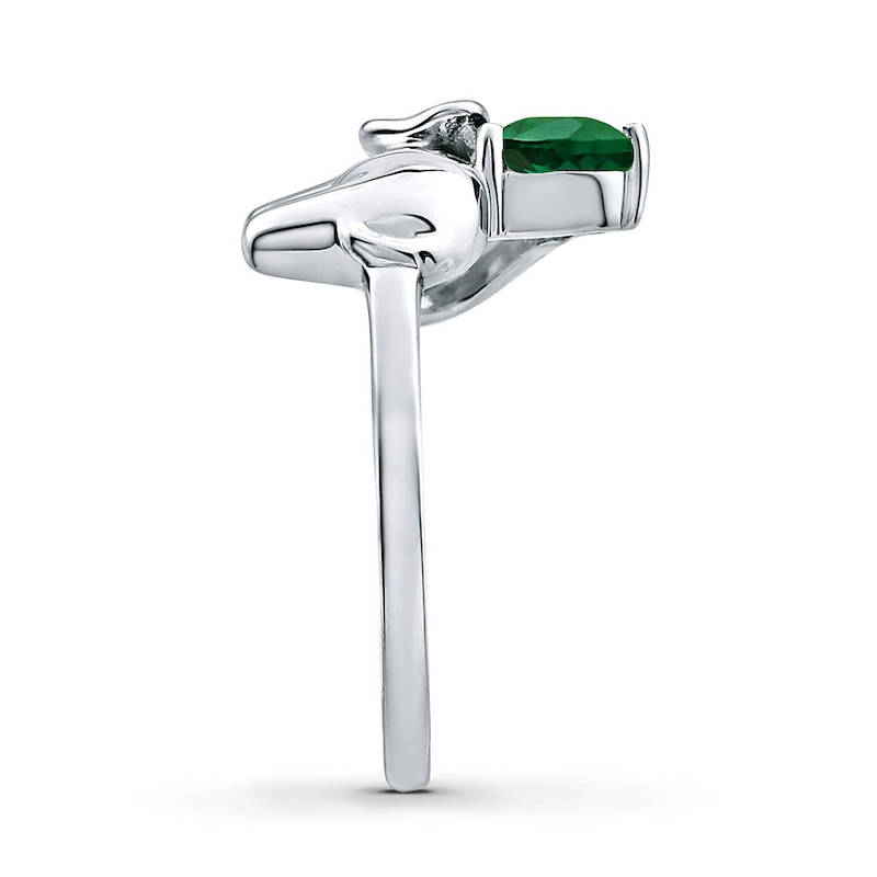 Main Image 3 of Elephant Ring Lab-Created Emerald Sterling Silver