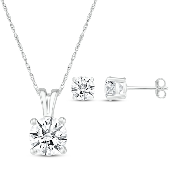 Boxed Set Lab-Created Sapphires 10K White Gold