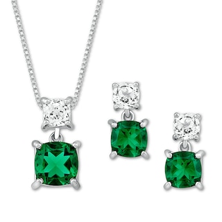Lab-Created Emerald Gift Set Sterling Silver