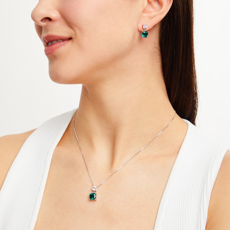 Main Image 2 of Boxed Set Lab-Created Emeralds Sterling Silver