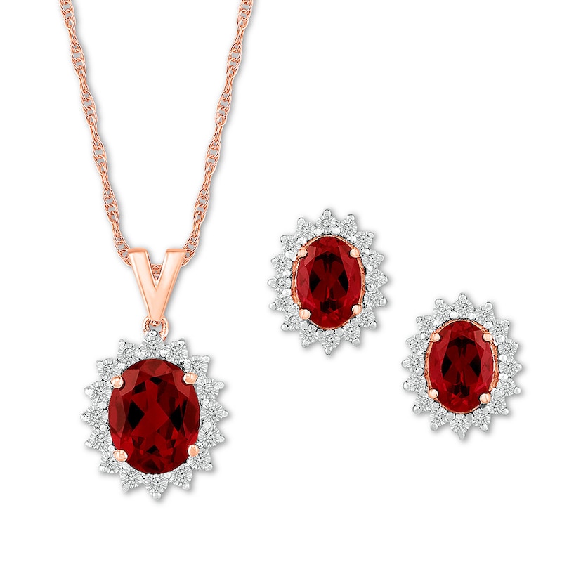 Main Image 1 of Boxed Set Lab-Created Rubies 10K Rose Gold