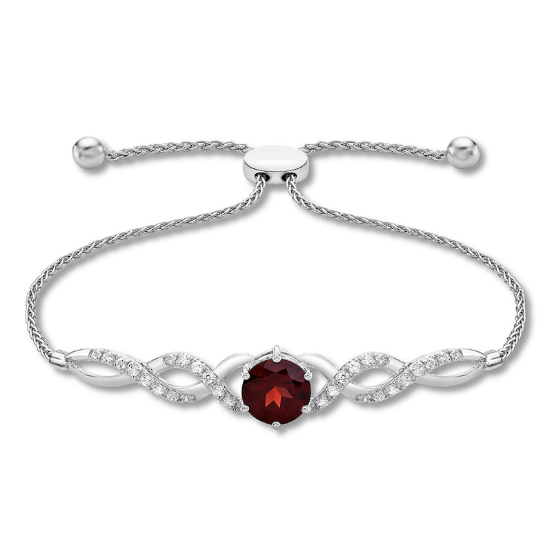 Main Image 1 of Garnet Bolo Bracelet Lab-Created Sapphires Sterling Silver