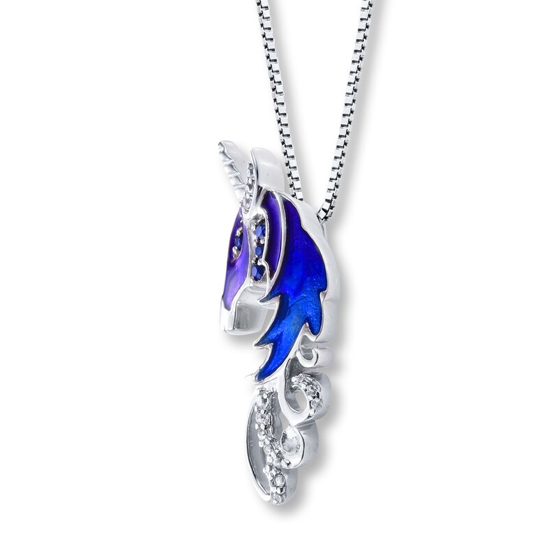 Unicorn Necklace Lab-Created Sapphires Sterling Silver