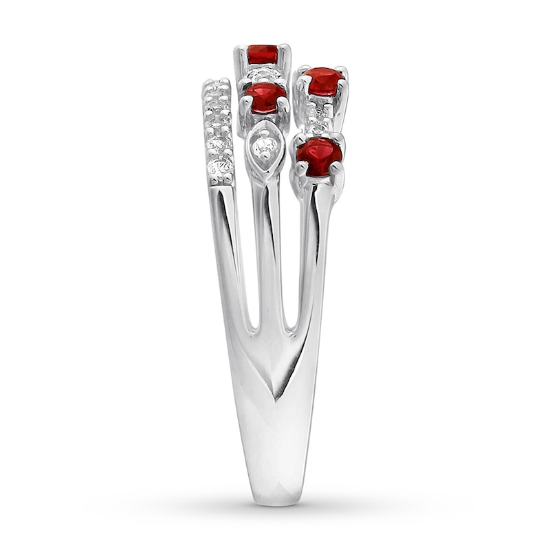 Lab-Created Ruby Ring Lab-Created Sapphires Sterling Silver