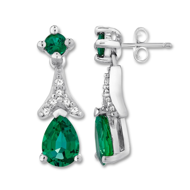 Lab-Created Emerald Earrings Sterling Silver