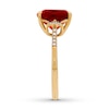 Thumbnail Image 3 of Lab-Created Ruby Ring 1/20 ct tw Diamonds 10K Yellow Gold