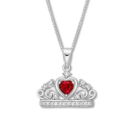 Lab-Created Ruby Crown Necklace Sterling Silver