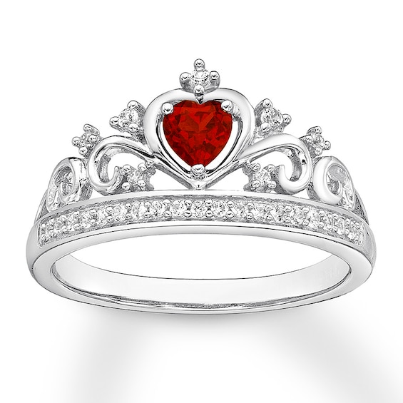 Lab-Created Ruby Crown Ring Sterling Silver