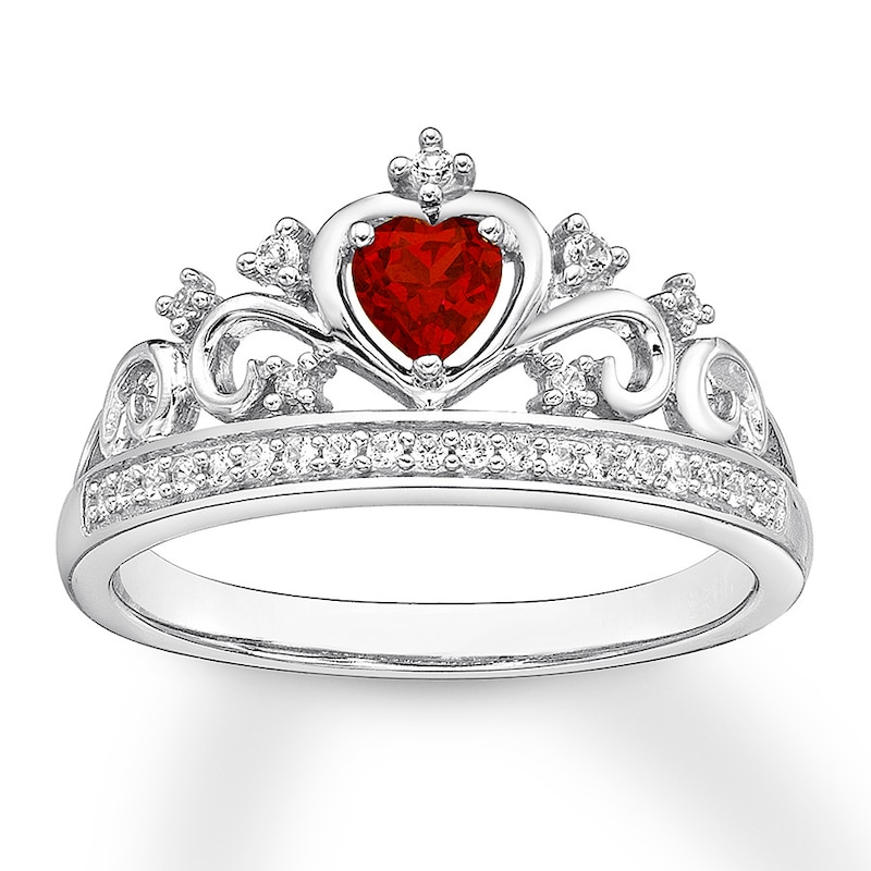 Main Image 1 of Lab-Created Ruby Crown Ring Sterling Silver