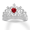 Thumbnail Image 0 of Lab-Created Ruby Crown Ring Sterling Silver